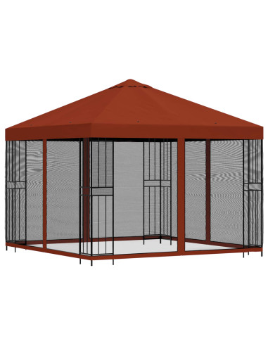 Gazebo da giardino con pareti laterali 3 x 3 m Terracotta