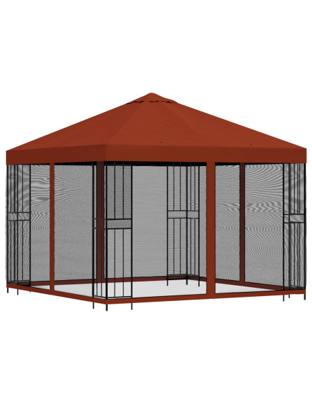 Gazebo da giardino con pareti laterali 3 x 3 m Terracotta