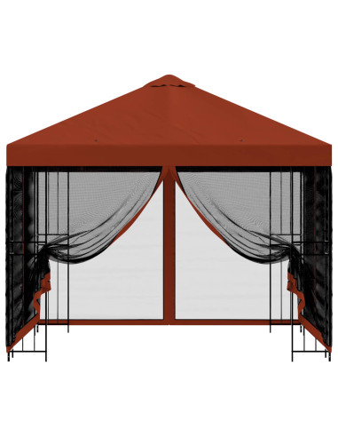 Gazebo da giardino con pareti laterali 3 x 3 m Terracotta