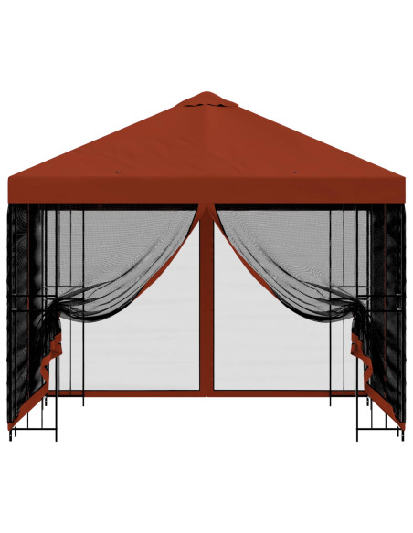 Gazebo da giardino con pareti laterali 3 x 3 m Terracotta