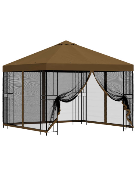 Gazebo da giardino con pareti laterali 3 x 3 m Tortora