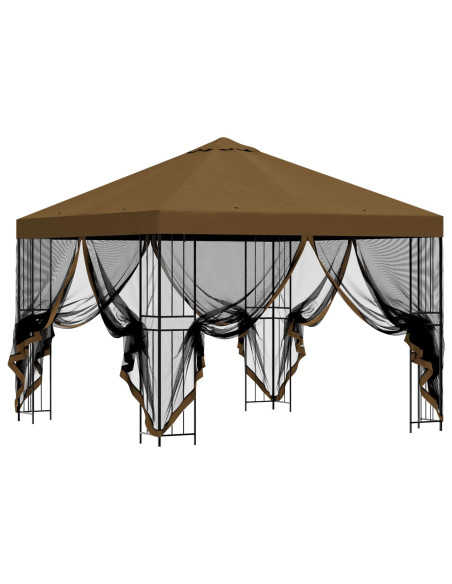 Gazebo da giardino con pareti laterali 3 x 3 m Tortora