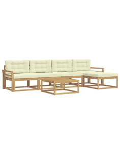 Set di divani da esterno 6 pcs Bianco e Crema 79 x 79 x 37 cm 2