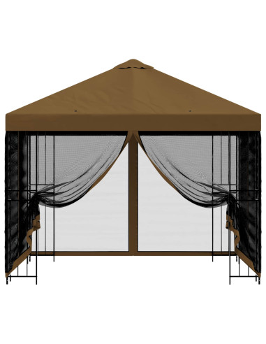 Gazebo da giardino con pareti laterali 3 x 3 m Tortora
