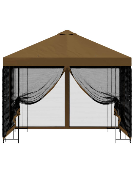 Gazebo da giardino con pareti laterali 3 x 3 m Tortora