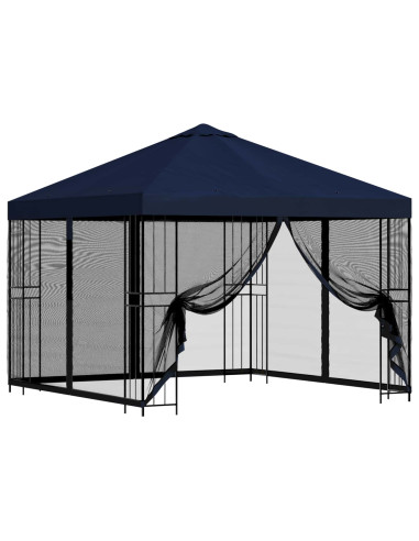 Gazebo da giardino con pareti laterali 3 x 3 m Blu
