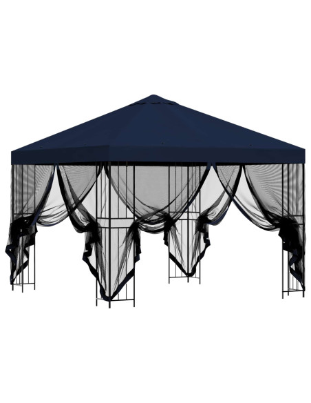 Gazebo da giardino con pareti laterali 3 x 3 m Blu
