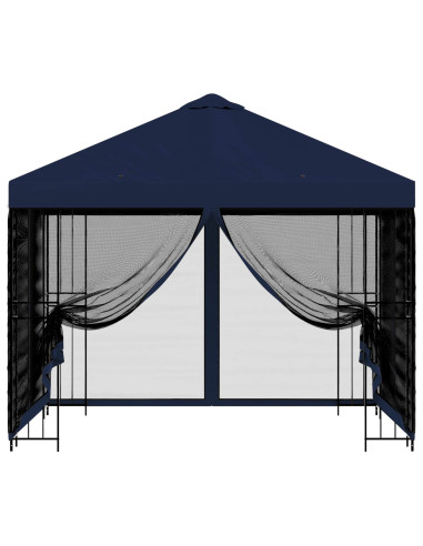 Gazebo da giardino con pareti laterali 3 x 3 m Blu