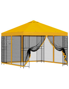 Gazebo da giardino con pareti laterali 3 x 3 m Giallo 2