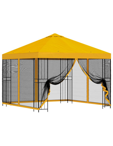 Gazebo da giardino con pareti laterali 3 x 3 m Giallo