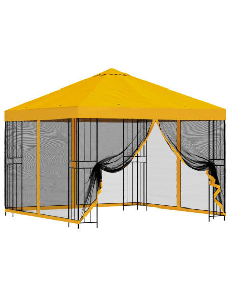 Gazebo da giardino con pareti laterali 3 x 3 m Giallo