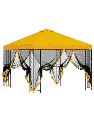 Gazebo da giardino con pareti laterali 3 x 3 m Giallo