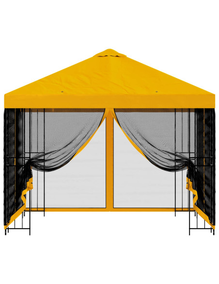 Gazebo da giardino con pareti laterali 3 x 3 m Giallo