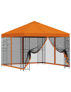 Gazebo da giardino con pareti laterali 3 x 3 m Arancione 2