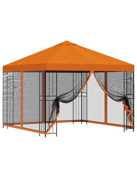 Gazebo da giardino con pareti laterali 3 x 3 m Arancione