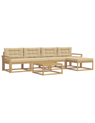 Set di divani da esterno 6 pcs Bianco e Beige 79 x 79 x 37 cm