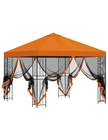 Gazebo da giardino con pareti laterali 3 x 3 m Arancione