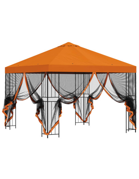 Gazebo da giardino con pareti laterali 3 x 3 m Arancione
