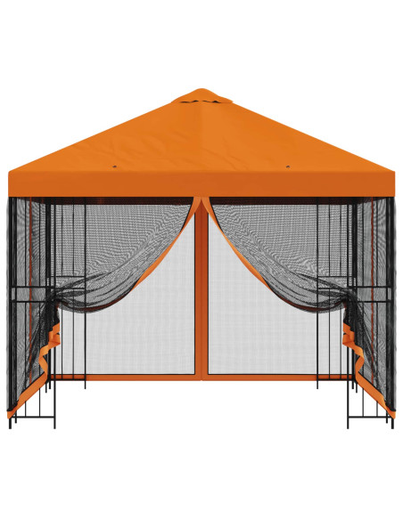 Gazebo da giardino con pareti laterali 3 x 3 m Arancione