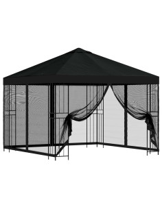 Gazebo da giardino con pareti laterali 3 x 3 m Nero 2