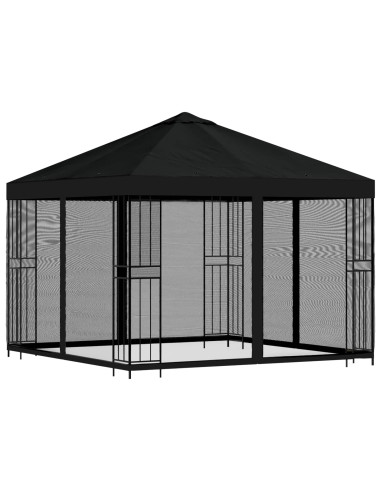 Gazebo da giardino con pareti laterali 3 x 3 m Nero