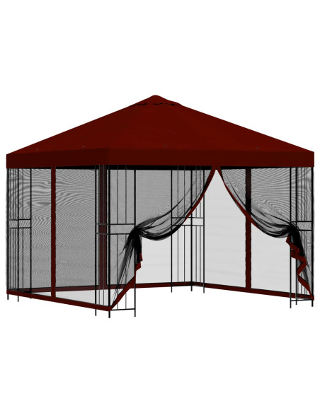 Gazebo da giardino con pareti laterali 3 x 3 m Borgogna