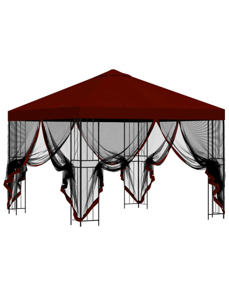Gazebo da giardino con pareti laterali 3 x 3 m Borgogna