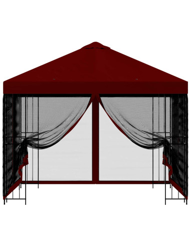 Gazebo da giardino con pareti laterali 3 x 3 m Borgogna