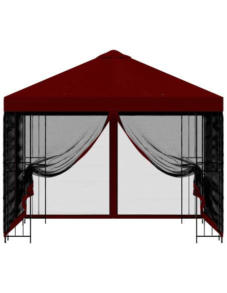 Gazebo da giardino con pareti laterali 3 x 3 m Borgogna