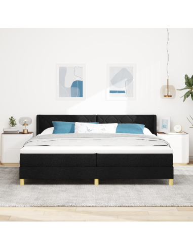 Letto a molle con materasso Nero 200 x 200 cm Poliestere