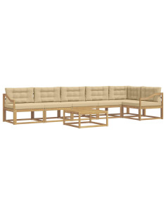 Set di divani da esterno 7 pcs Bianco e Beige 79 x 79 x 37 cm 2