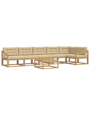 Set di divani da esterno 7 pcs Bianco e Beige 79 x 79 x 37 cm