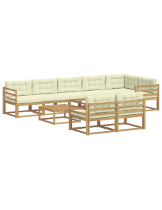 Set di divani da esterno 9 pcs Bianco e Crema 79 x 79 x 37 cm 2