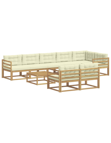 Set di divani da esterno 9 pcs Bianco e Crema 79 x 79 x 37 cm