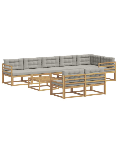 Set di divani da esterno 9 pcs Bianco e Grigio Chiaro