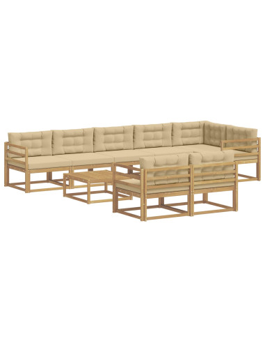 Set di divani da esterno 9 pcs Bianco e Beige 79 x 79 x 37 cm