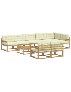Set di divani da esterno 9 pcs Bianco e Crema 79 x 79 x 37 cm 2