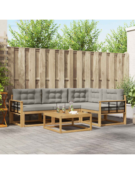 Set di divani da esterno 5 pcs Bianco e Grigio Chiaro