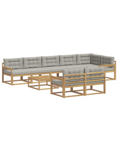 Set di divani da esterno 9 pcs Bianco e Grigio Chiaro 2