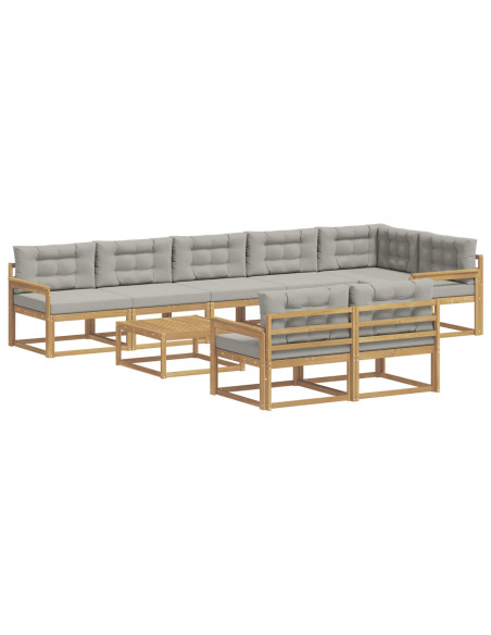 Set di divani da esterno 9 pcs Bianco e Grigio Chiaro