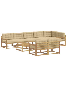 Set di divani da esterno 9 pcs Bianco e Beige 79 x 79 x 37 cm 2