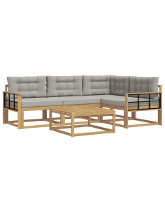Set di divani da esterno 5 pcs Bianco e Grigio Chiaro 2