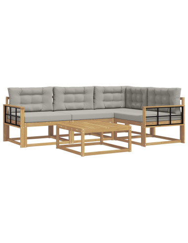 Set di divani da esterno 5 pcs Bianco e Grigio Chiaro