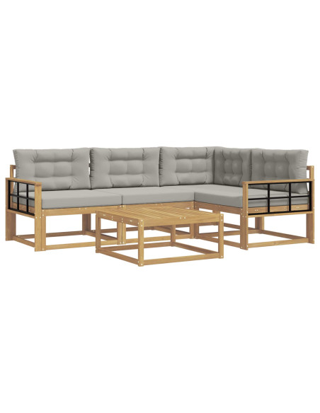 Set di divani da esterno 5 pcs Bianco e Grigio Chiaro
