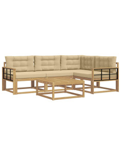 Set di divani da esterno 5 pcs Bianco e Beige 79 x 79 x 37 cm 2
