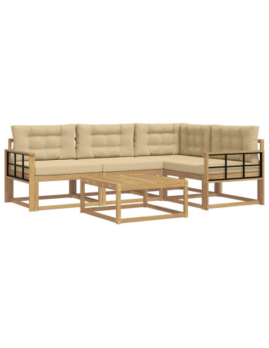 Set di divani da esterno 5 pcs Bianco e Beige 79 x 79 x 37 cm