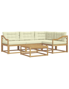 Set di divani da esterno 5 pcs Bianco e Crema 79 x 79 x 37 cm 2