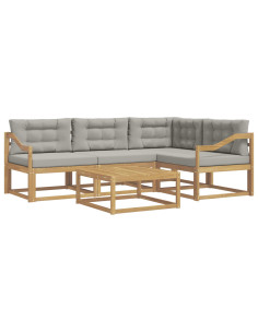 Set di divani da esterno 5 pcs Bianco e Grigio Chiaro 2