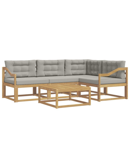 Set di divani da esterno 5 pcs Bianco e Grigio Chiaro