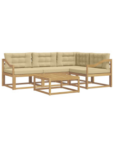 Set di divani da esterno 5 pcs Bianco e Beige 79 x 79 x 37 cm 2